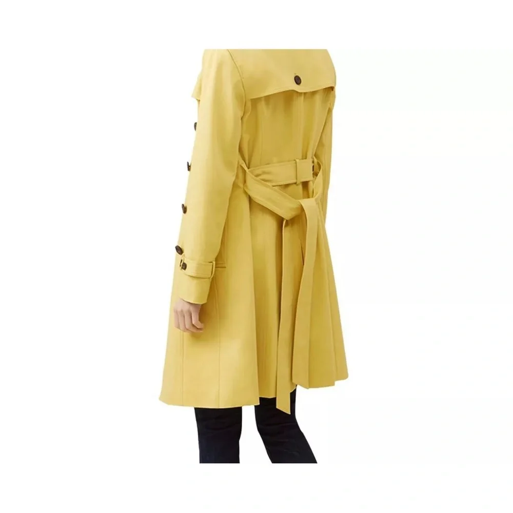 Hobbs London Saskia Trench Coat Size 10 UK/6 USA double breast Yellow - Picture 2 of 3